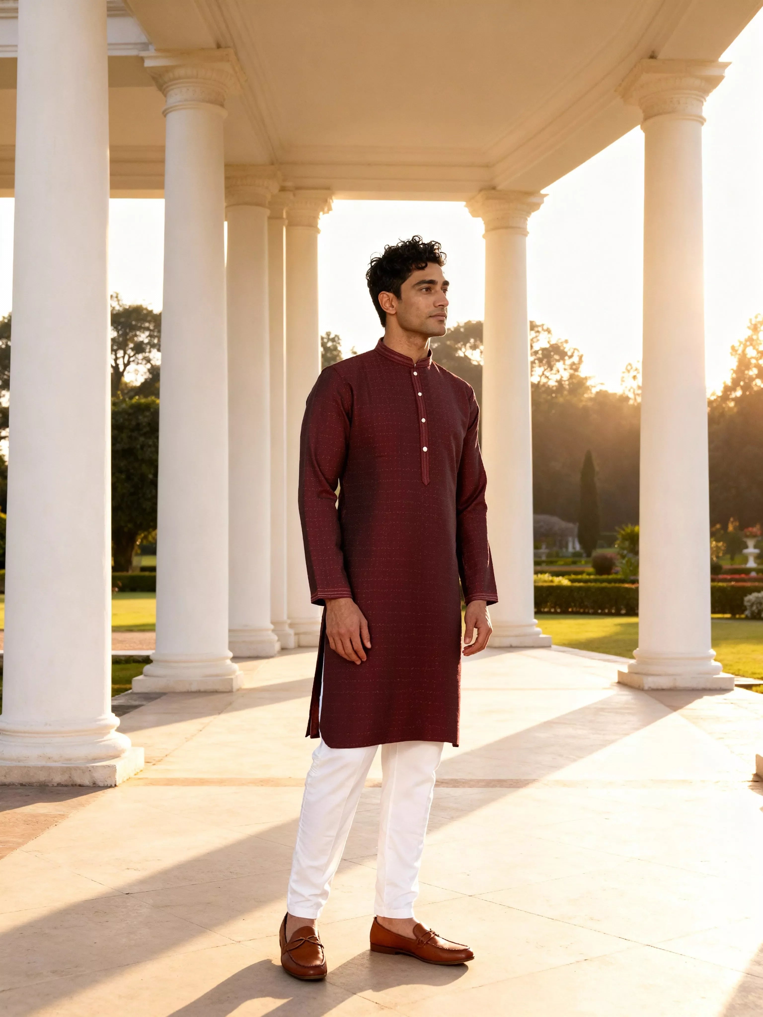 Image of Self Patterned Jacquard Kurta Pyjama Set for Men