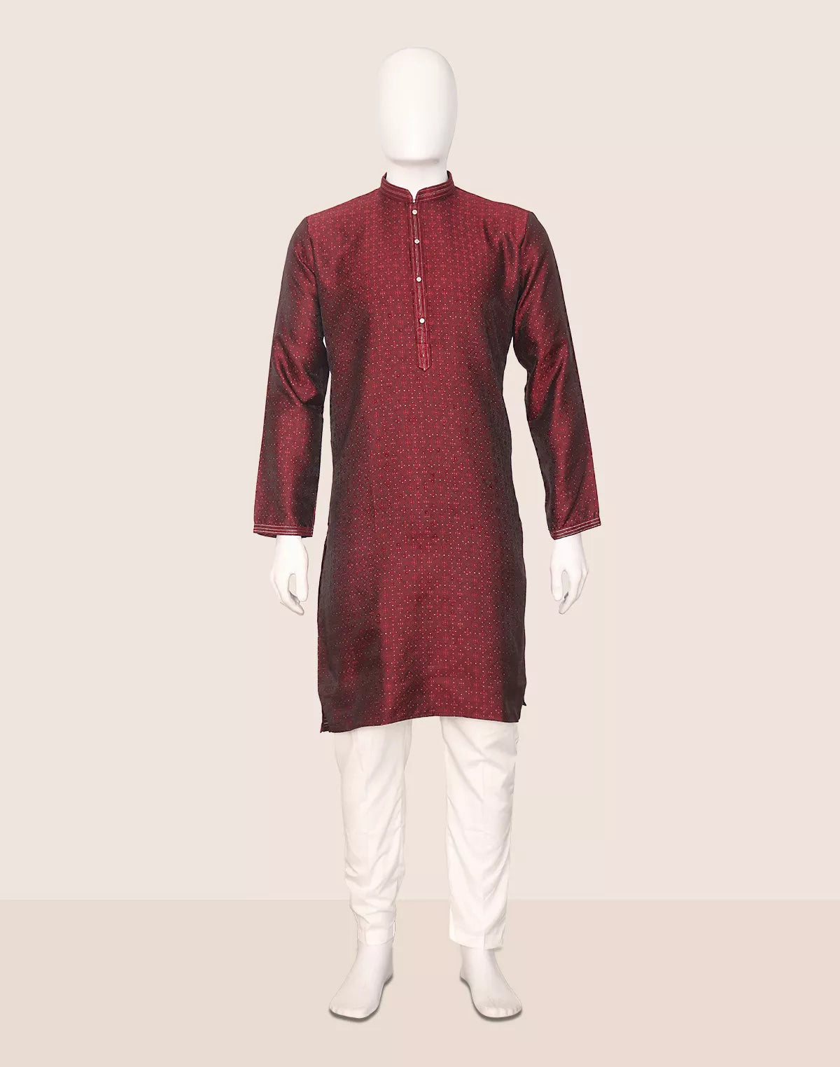 Image of Self Patterned Jacquard Kurta Pyjama Set for Men