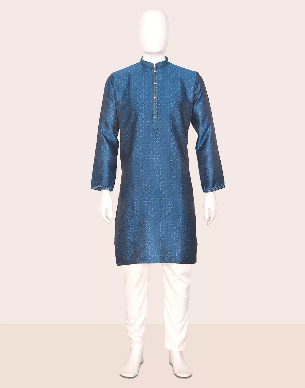 Self Patterned Jacquard Kurta Pyjama Set for Men