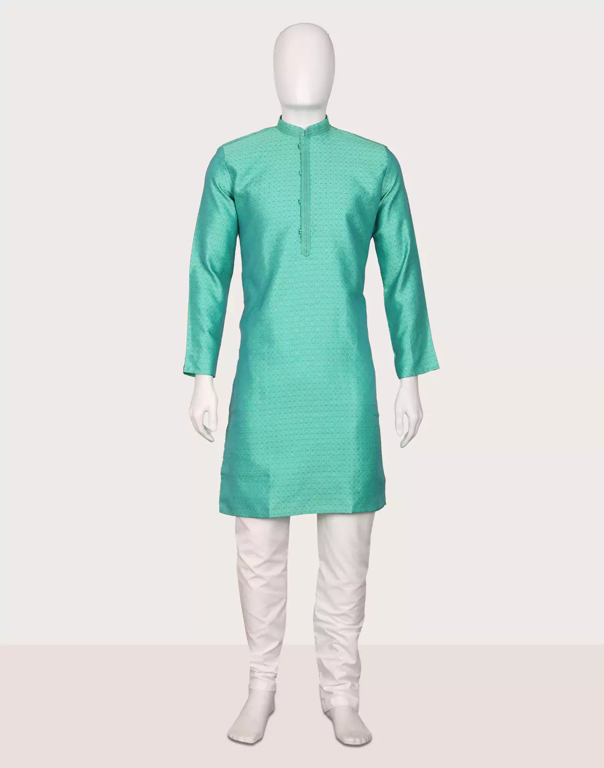 Image of Self Floral Jacquard Kurta Pyjama Set