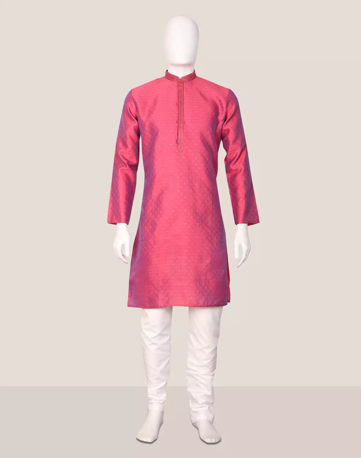 Image of Self Floral Jacquard Kurta Pyjama Set