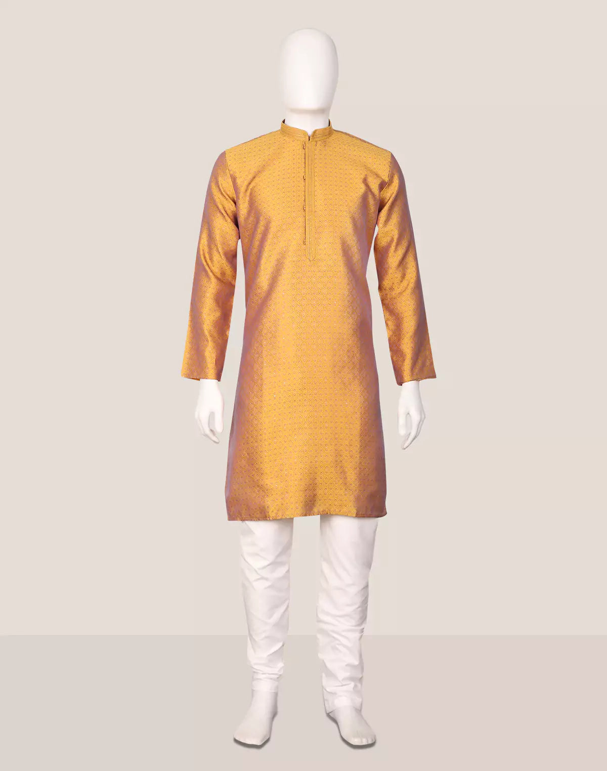 Image of Self Floral Jacquard Kurta Pyjama Set