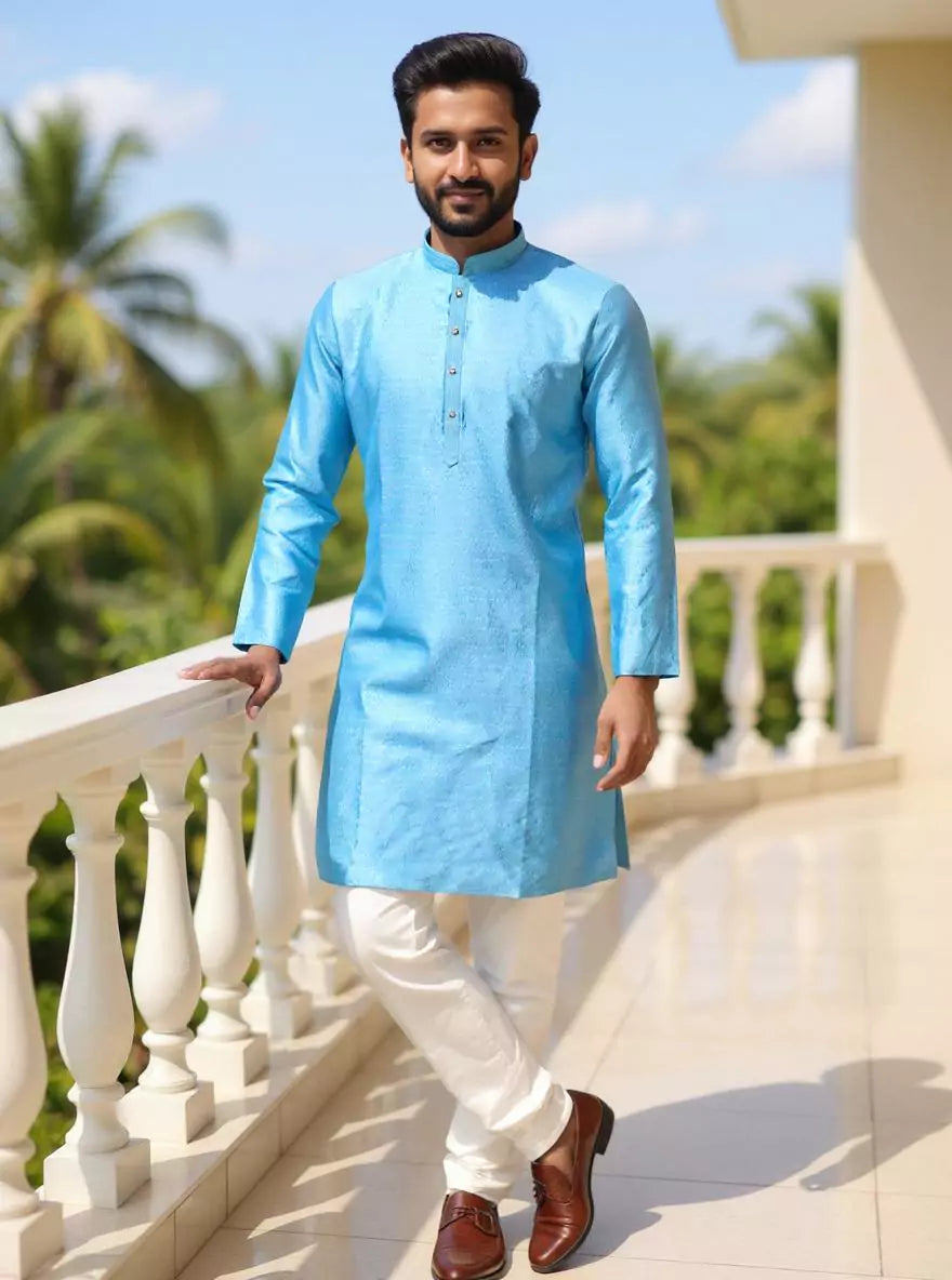 Jacquard Trellis Patterned Kurta Pyjama Set