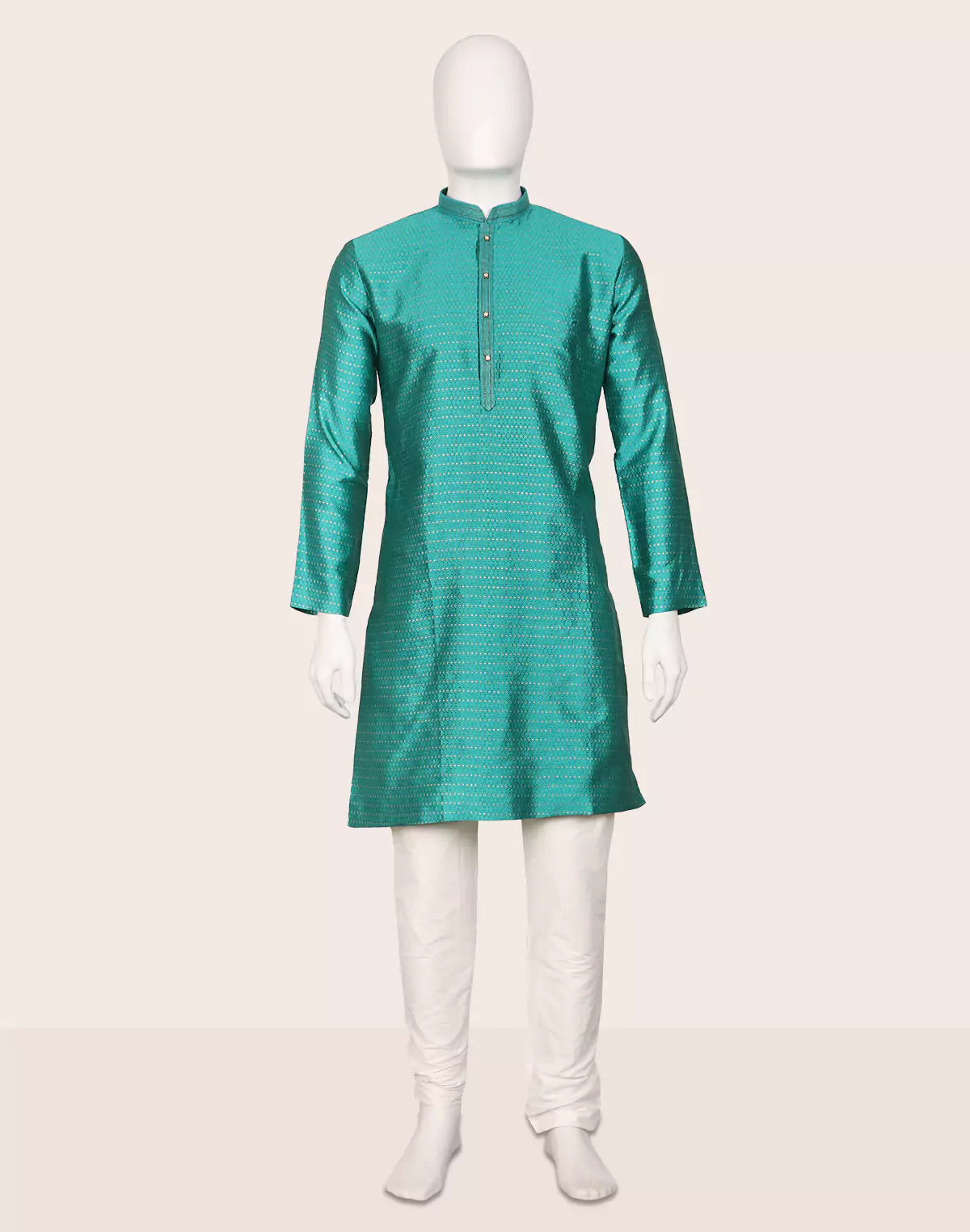 Image of Jacquard Trellis Patterned Kurta Pyjama Set