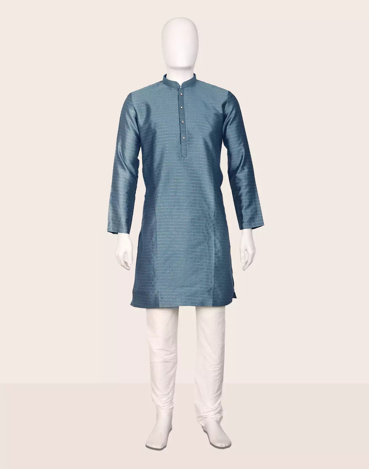Image of Jacquard Trellis Patterned Kurta Pyjama Set