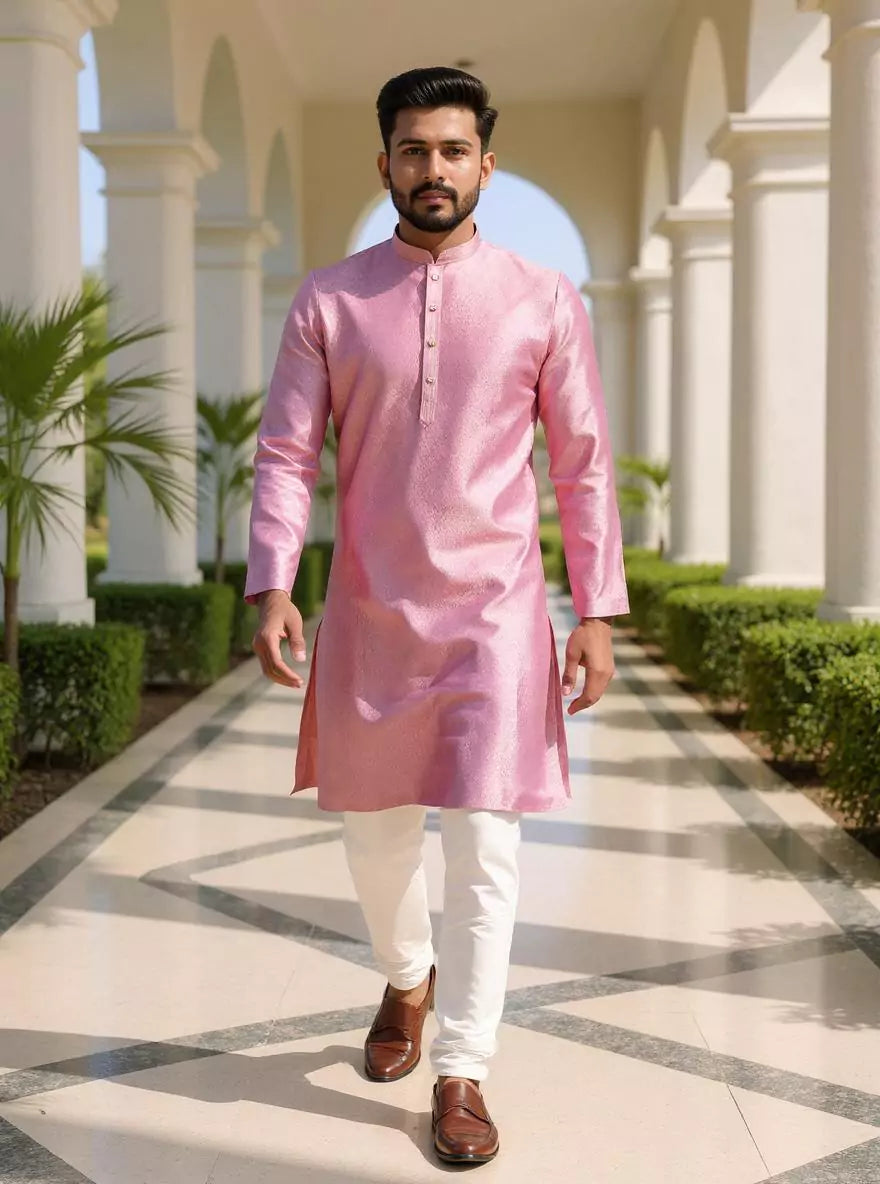 Jacquard Trellis Patterned Kurta Pyjama Set