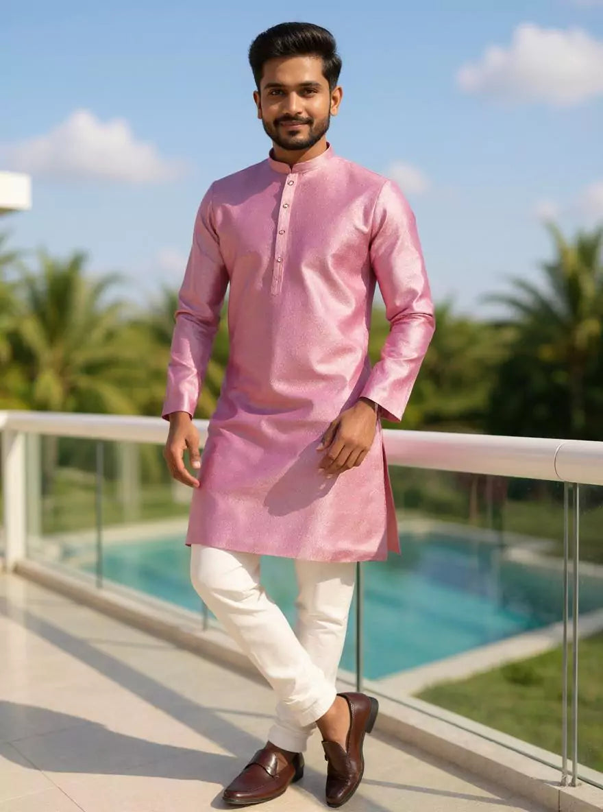Jacquard Trellis Patterned Kurta Pyjama Set