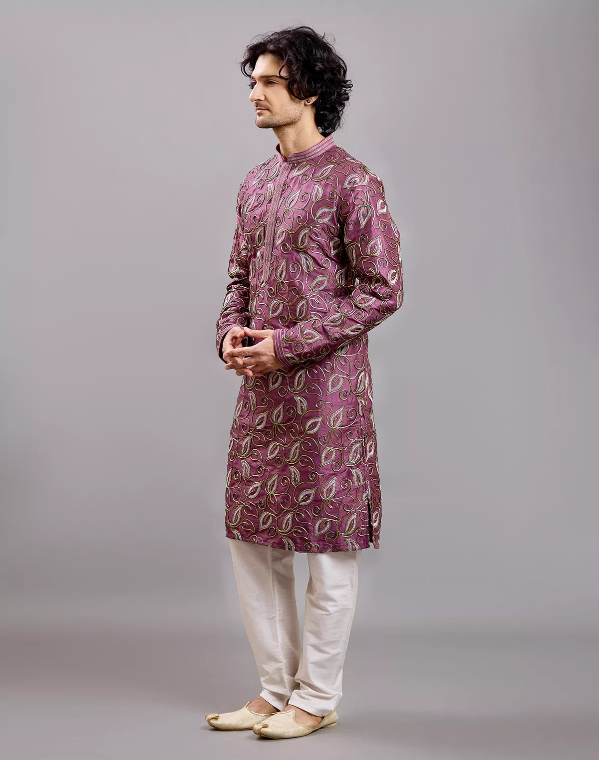 Thread work Floral Design Cotton Silk Kurta Pajama