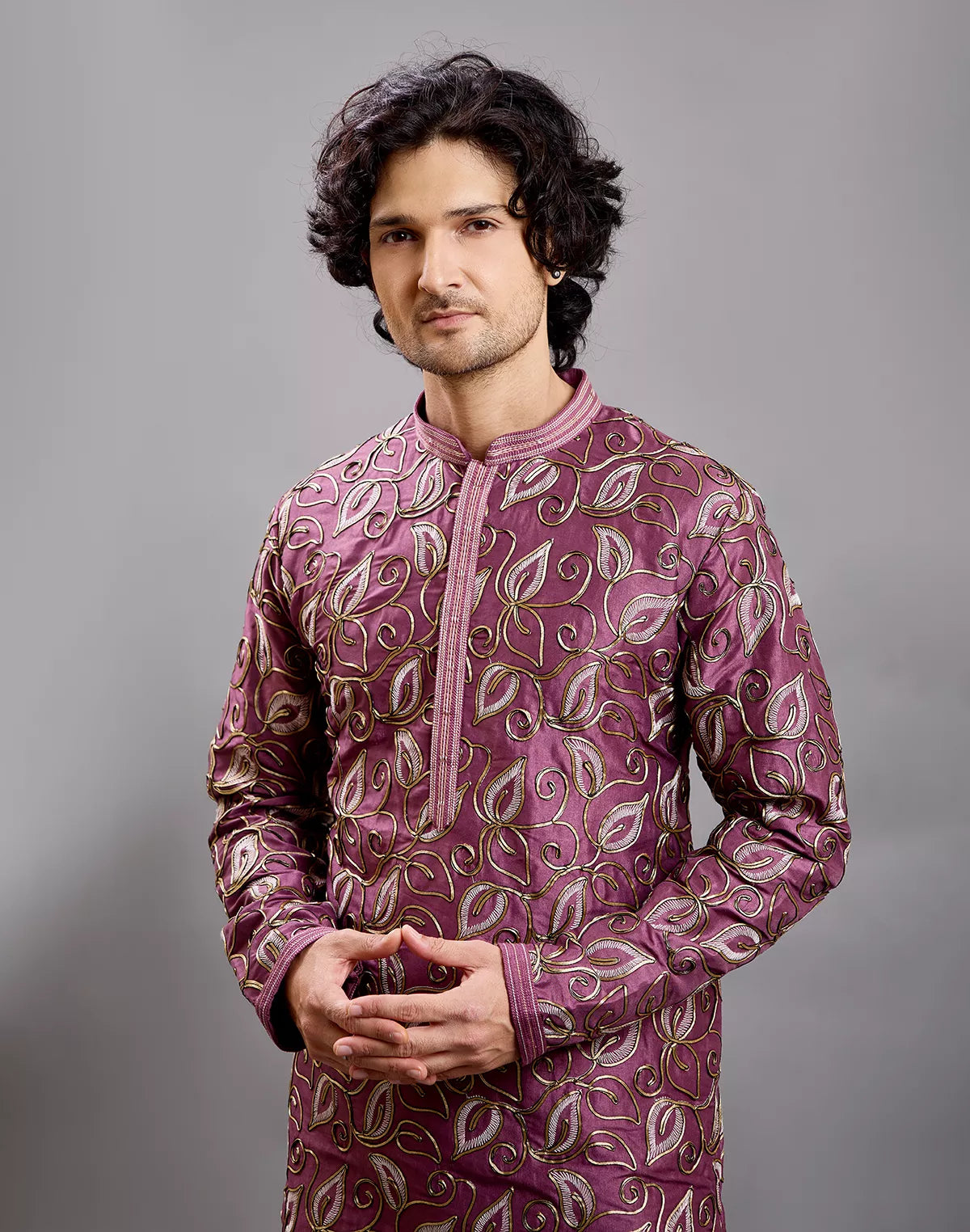 Thread work Floral Design Cotton Silk Kurta Pajama