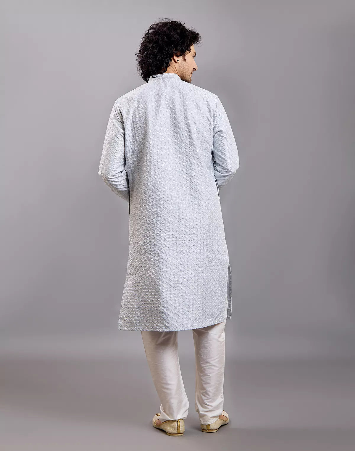 Self Floral Design Embellished work Cotton Silk Kurta Pyjama Set