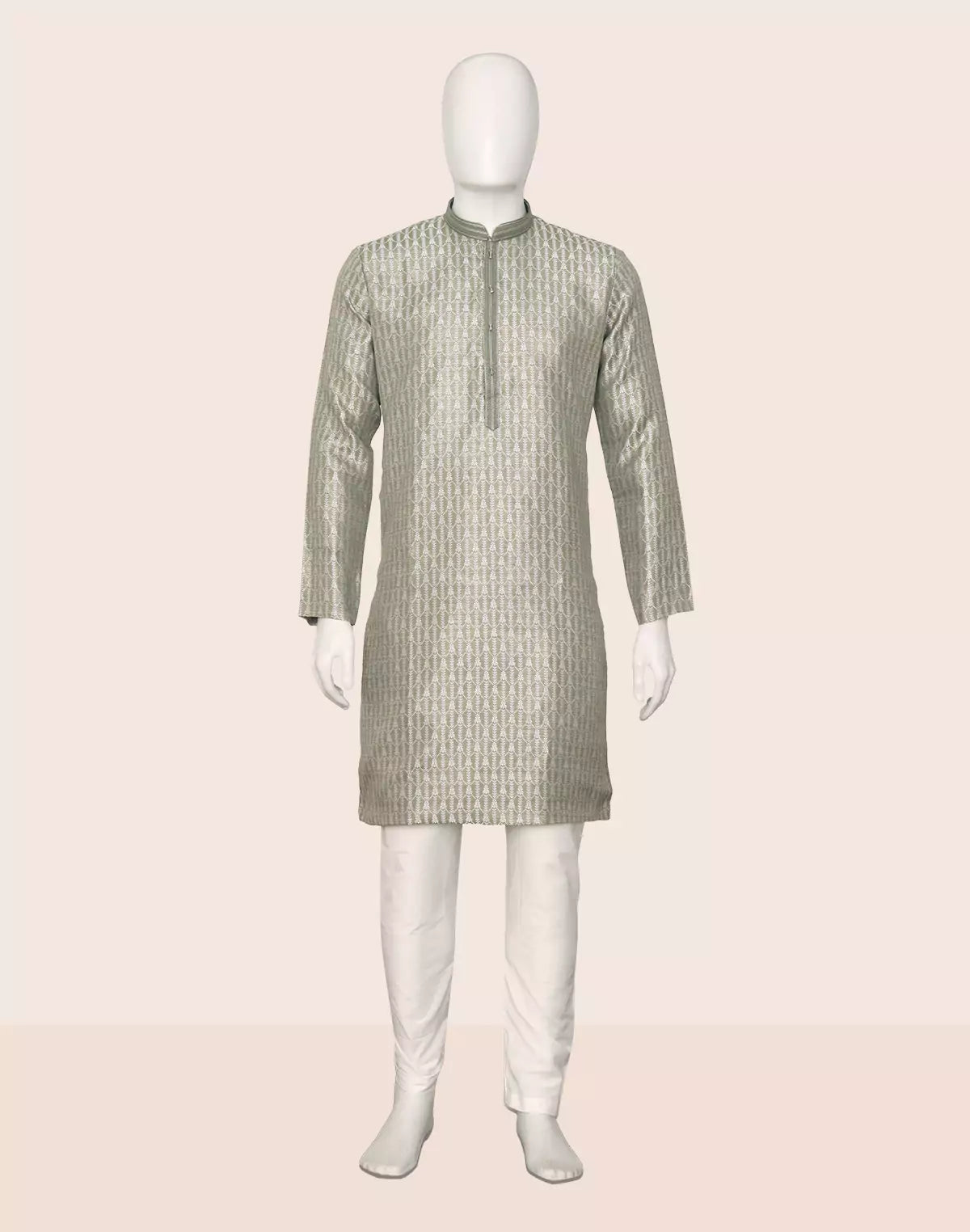 Image of Jacquard Striped Sustainable Weaving Kurta Pyjama