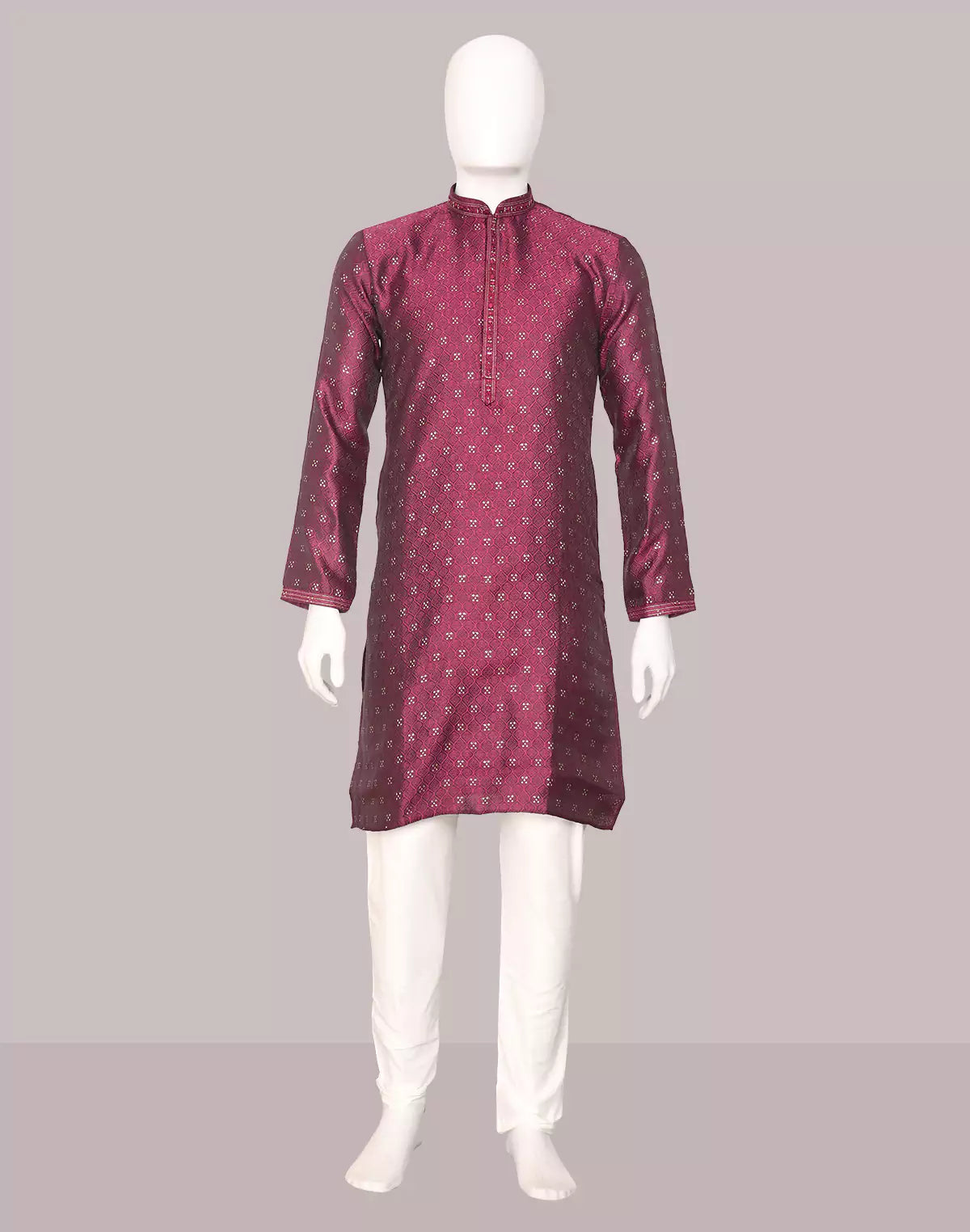 Jacquard Medallion Patterned Kurta Pyjama Set