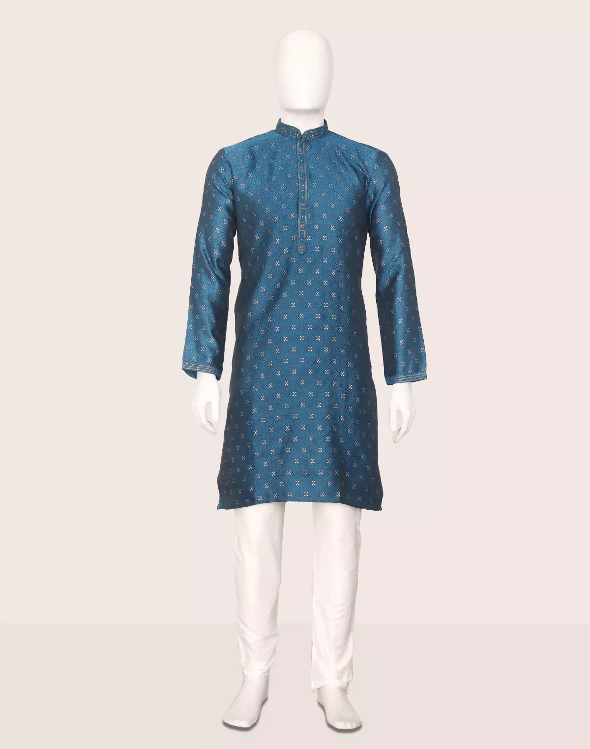 Jacquard Medallion Patterned Kurta Pyjama Set