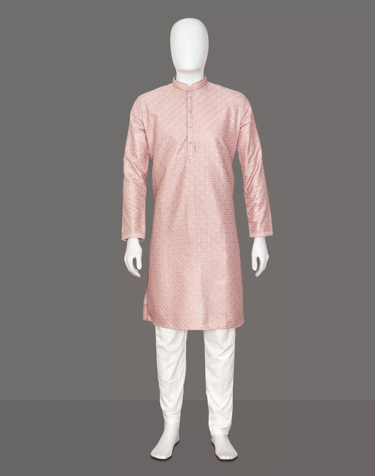 Image of Jacquard Elegant Floral Patterned Thread work Kurta Pyjama Set