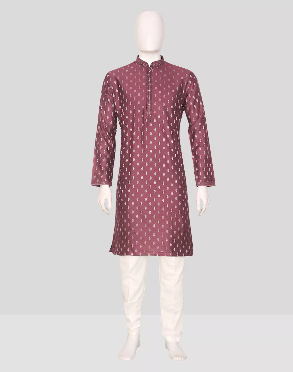 Image of Jacquard Floral Butta Kurta Pyjama Set