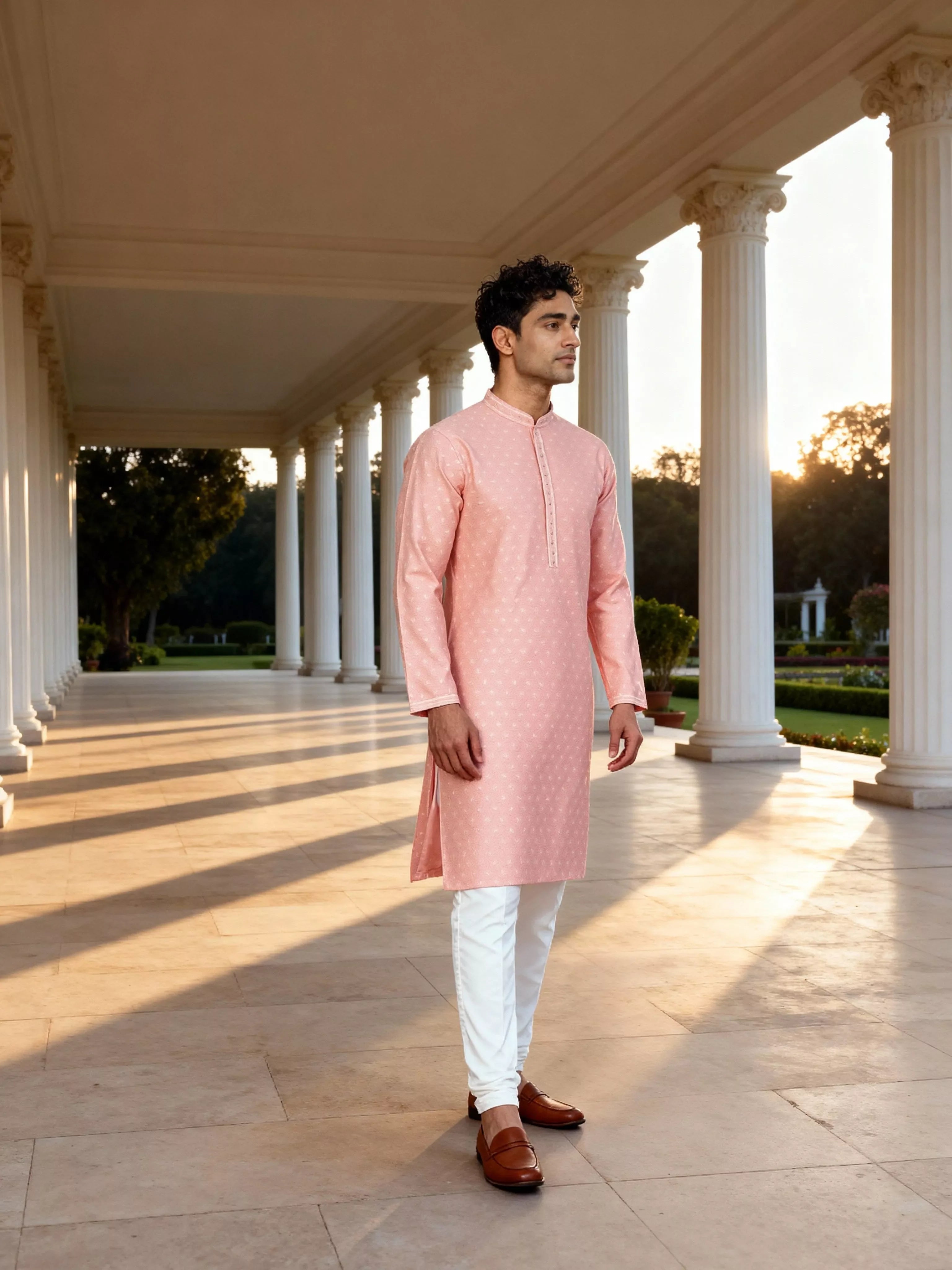 Image of All Over Butta Weaving Jacquard Kurta Pyjamas