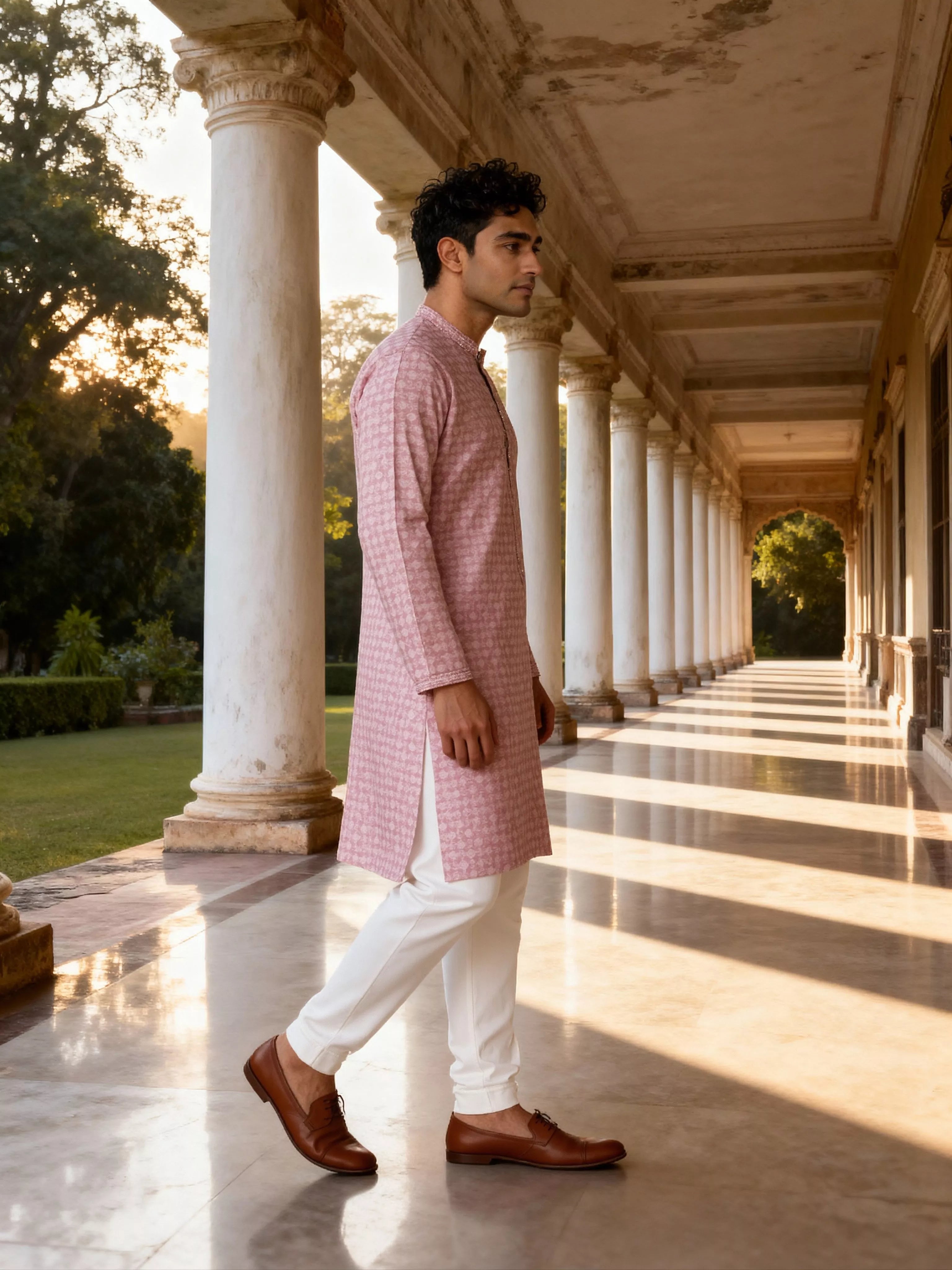 Men Floral Jacquard Party Wear Kurta Pyjama Set