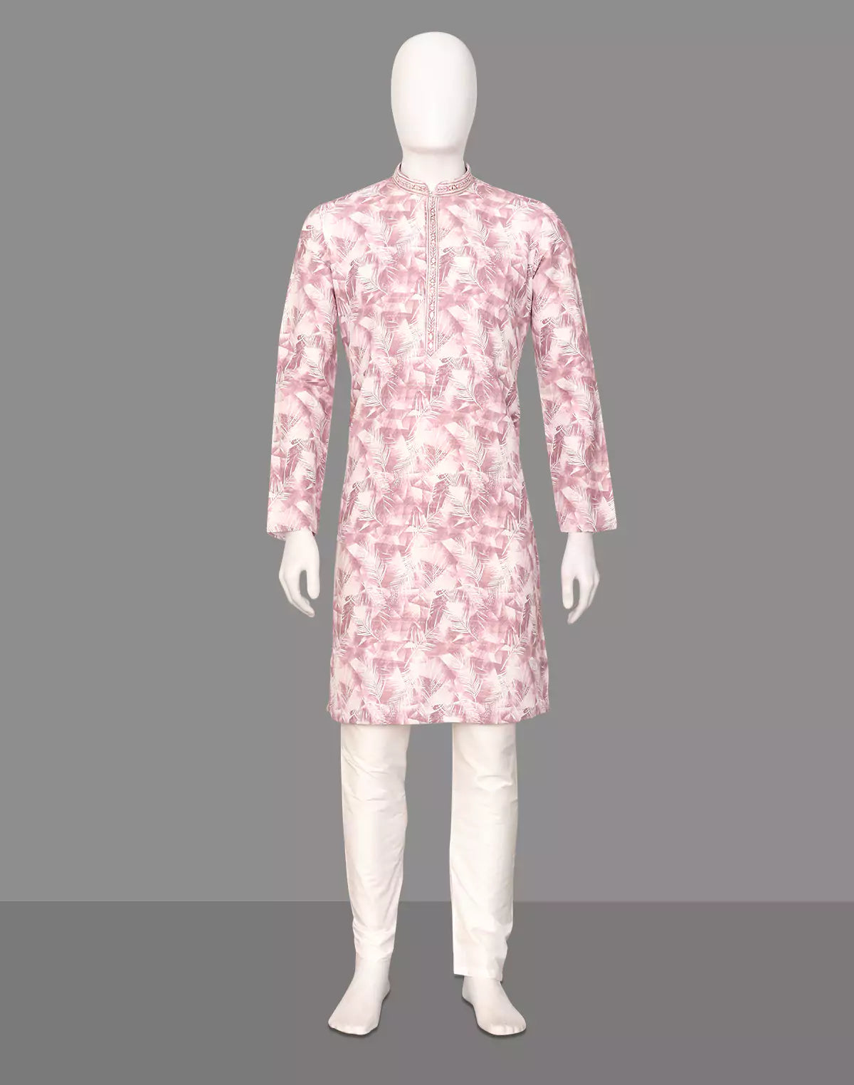 Image of Stylish Digital Print Giza Cotton Kurta Set in Onion