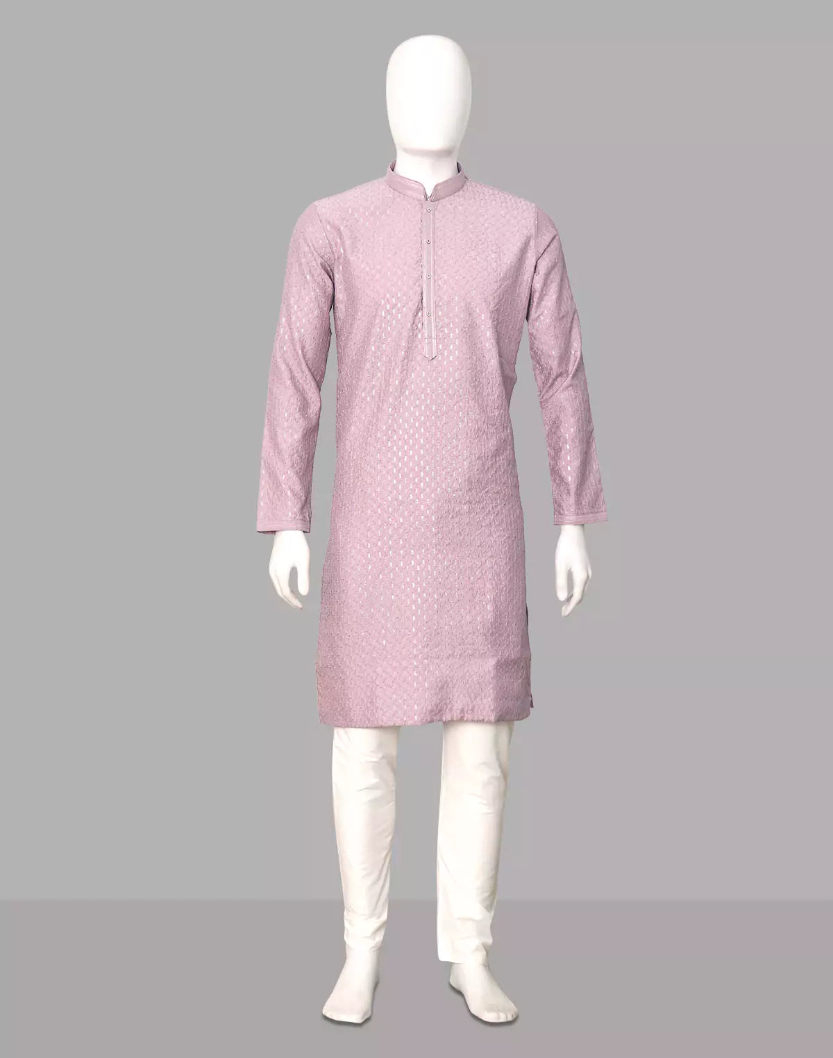Image of Embellished with Thread work Onion Cotton Silk Kurta Pajama