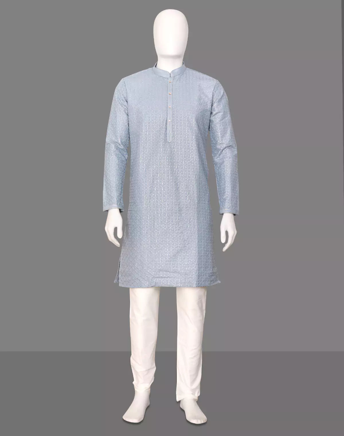 Image of Thread work Cotton Silk Kurta Pyjama Set