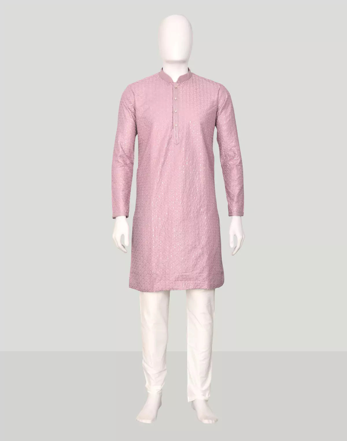 Image of Thread work Cotton Silk Kurta Pyjama Set