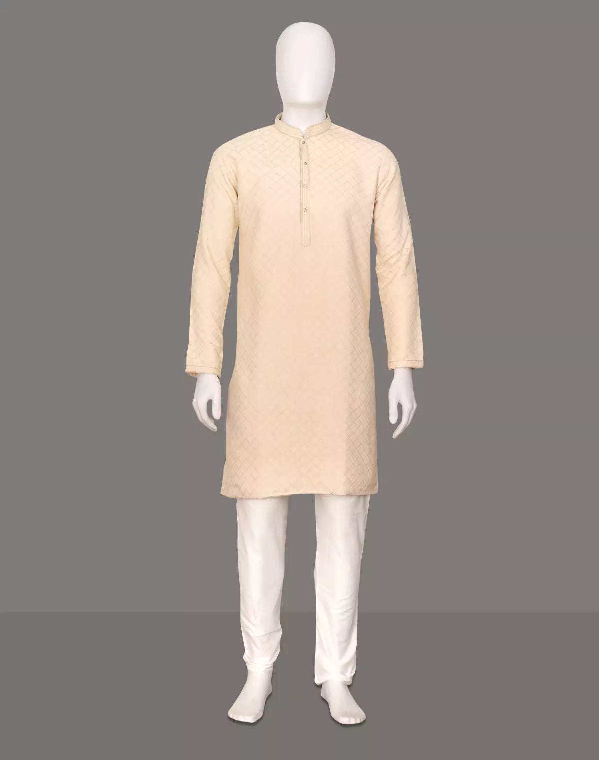 Image of Thread work Geometric Jacquard Kurta with Pyjama