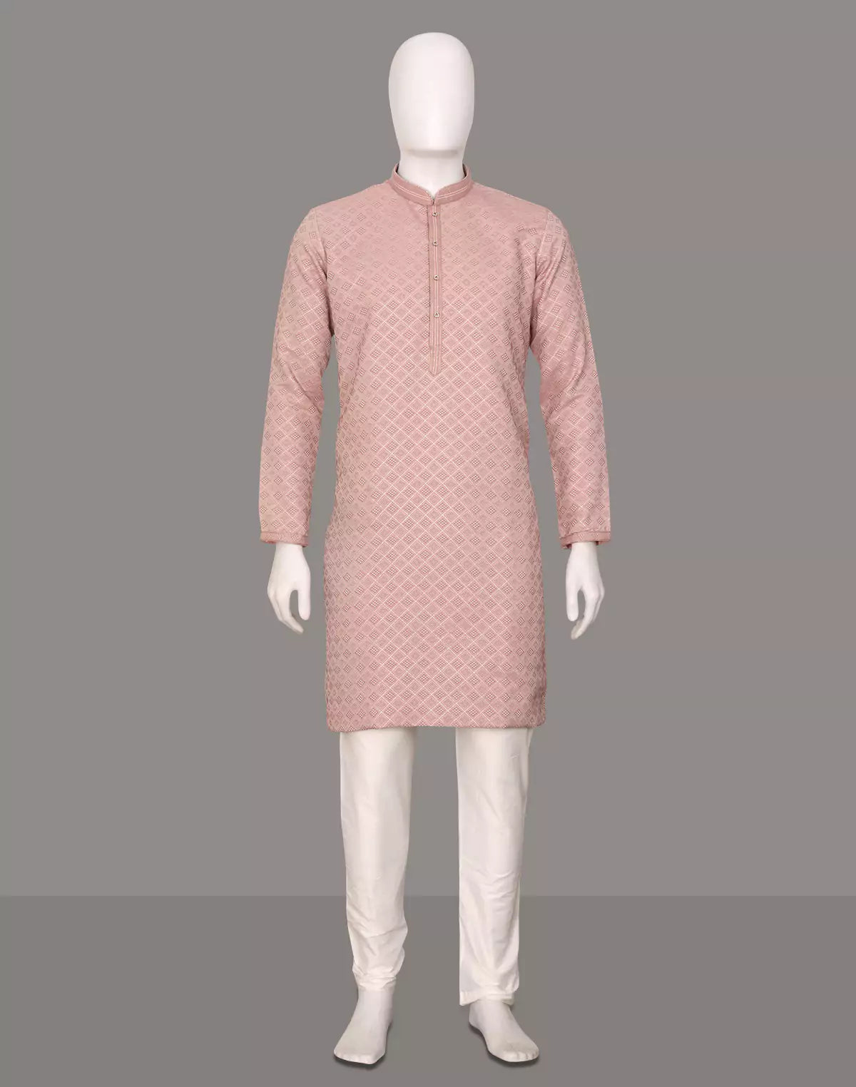 Image of Thread work Geometric Jacquard Kurta with Pyjama