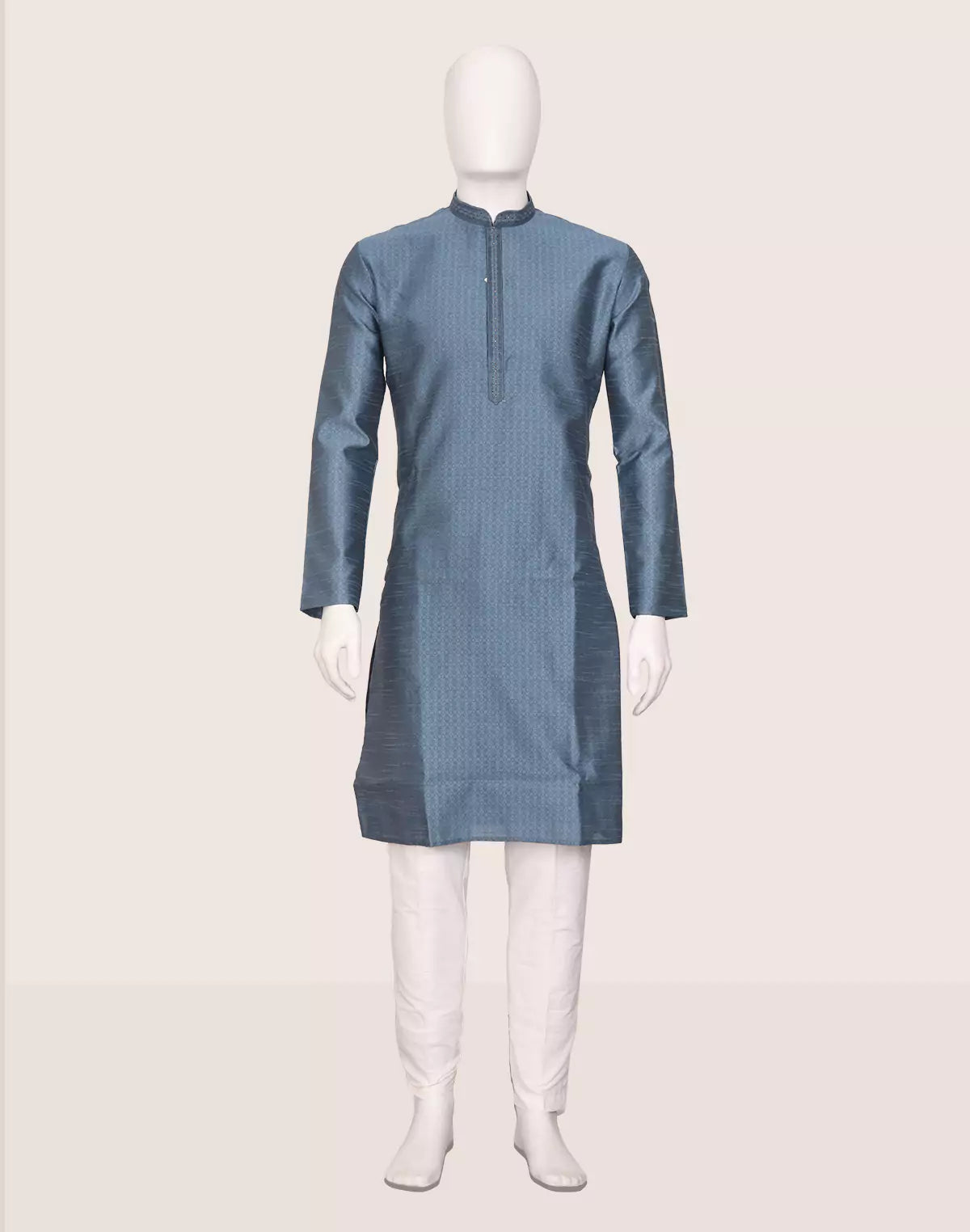 Image of Self Patterned Weaving Cotton Silk Kurta Pajama