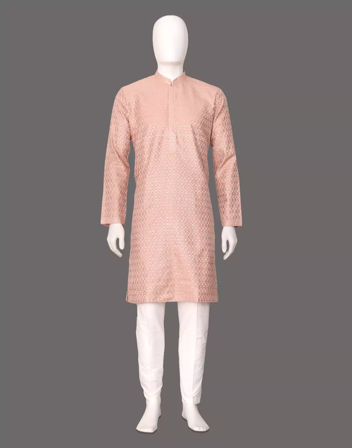 Image of Onion Floral Thread and Embellished Cotton Silk Kurta Pyjama Set