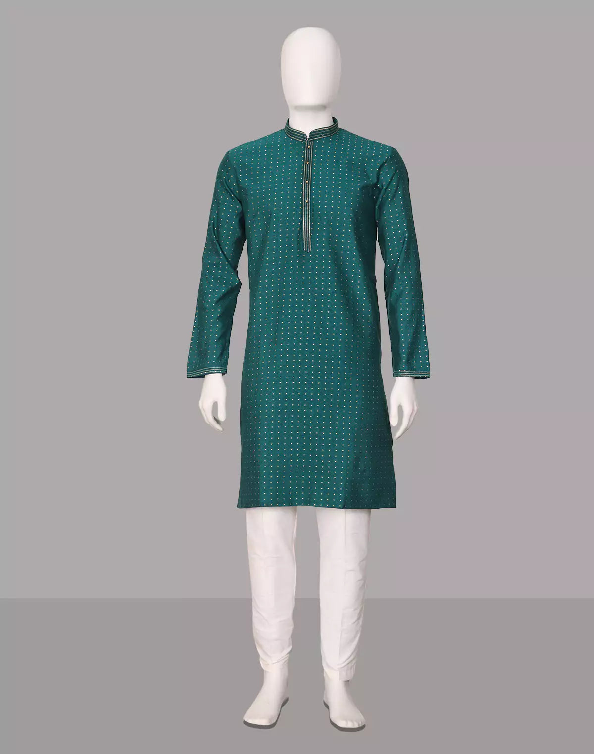 Image of Rama Men's Jacquard Zari Butta Kurta and Pyjama Set