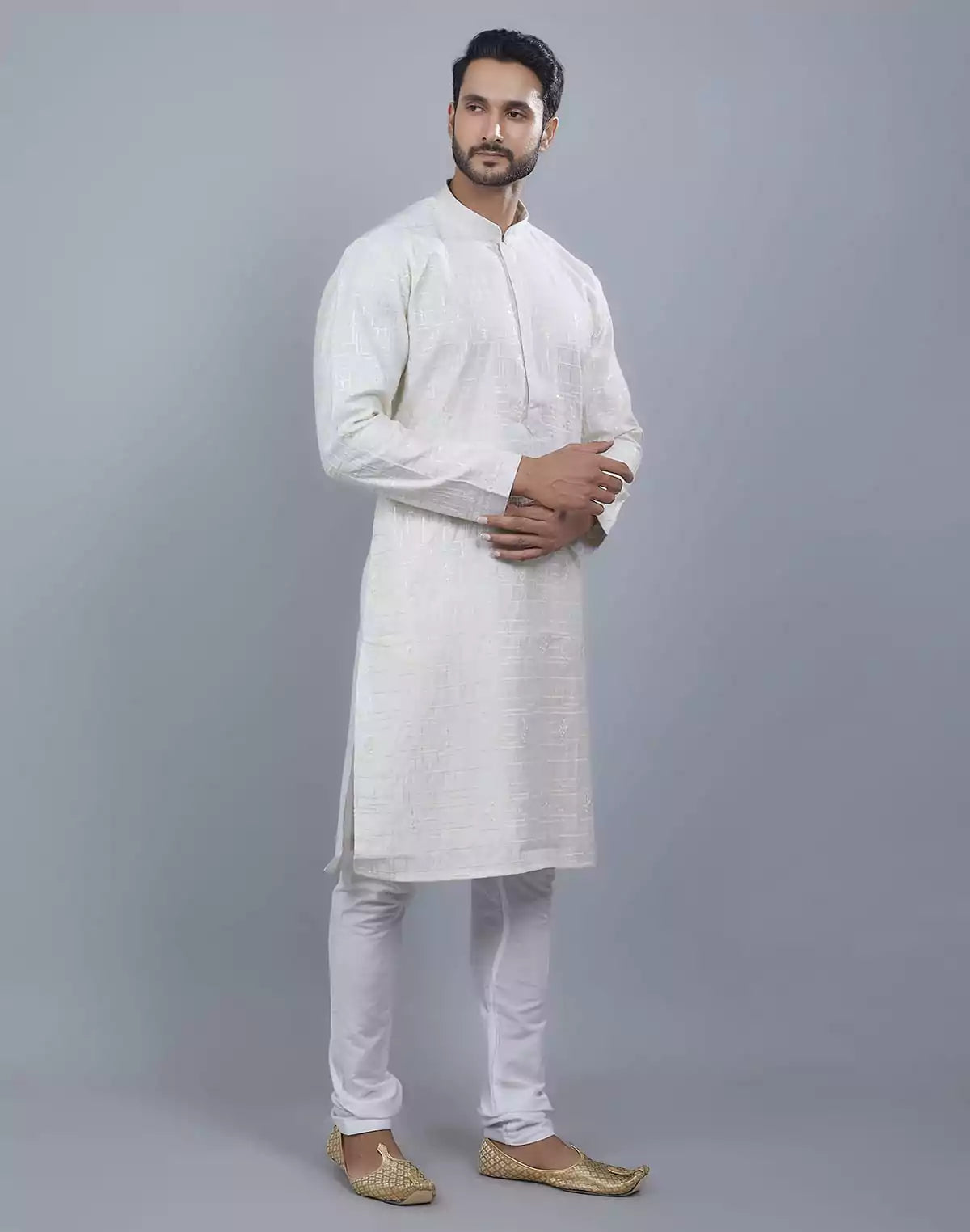 Image of Stylish All Over Sequence Work Kurta Pajama