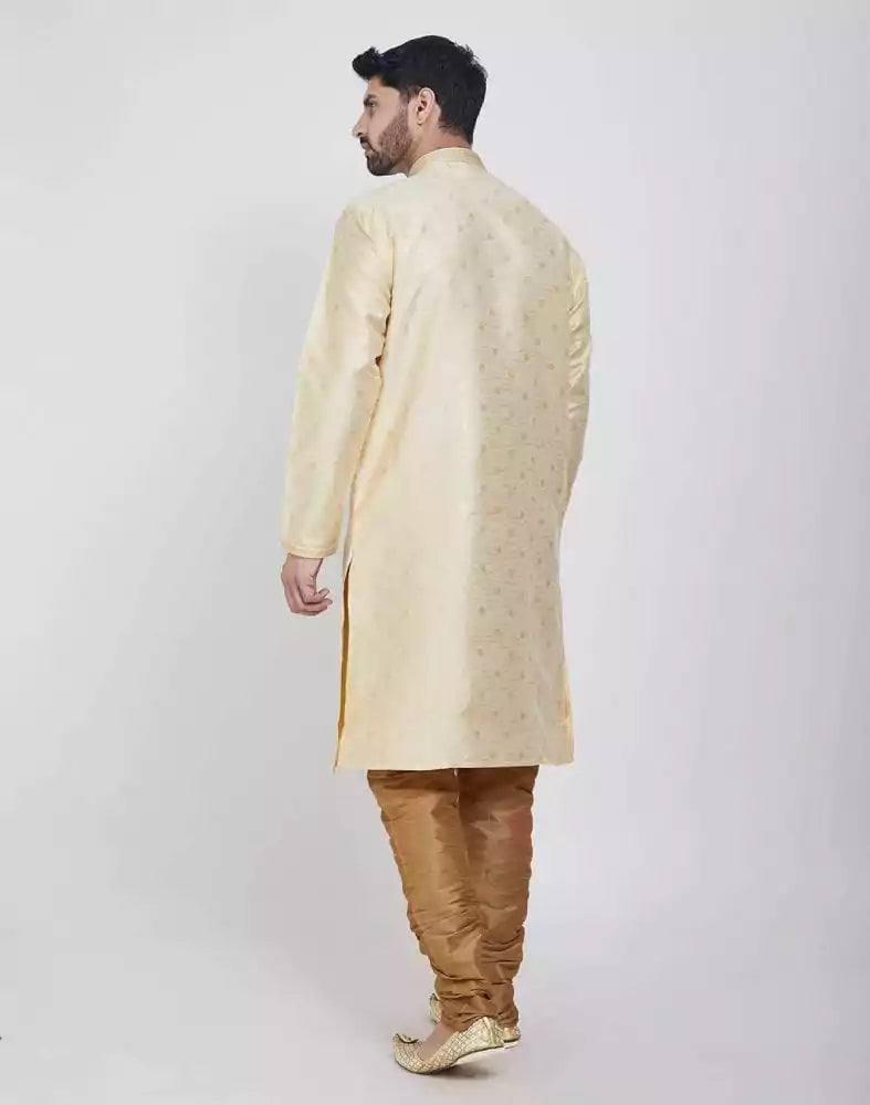 Image of Gold Self Brocade Kurta Pajama