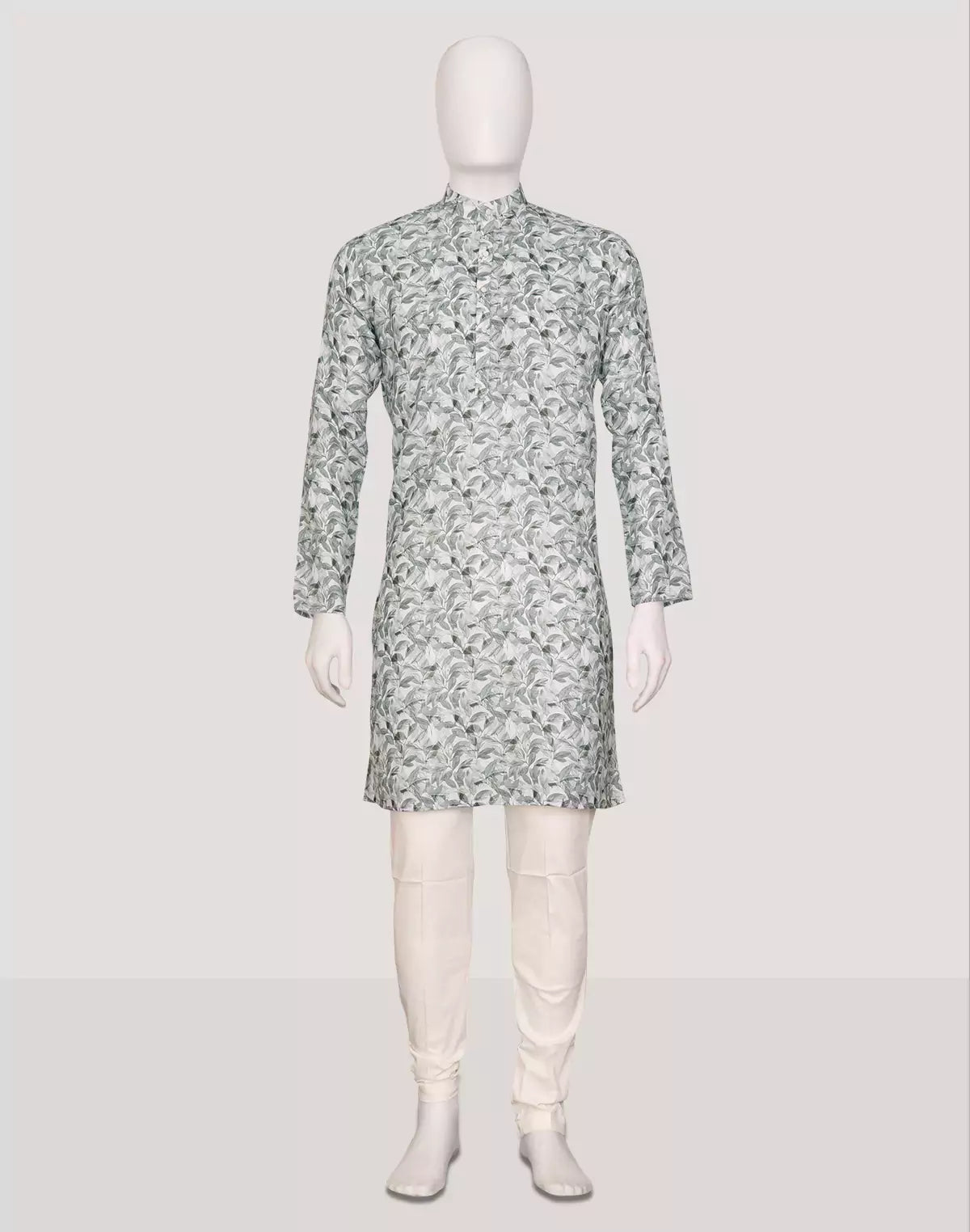 Image of Glaxo Cotton Botanical Print Mehendi Colour Kurta