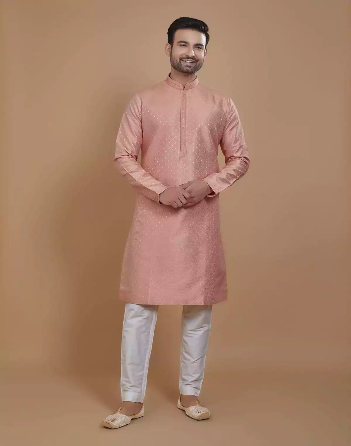 Image of All Over Silver Motive Pattern Georgette Kurta Set