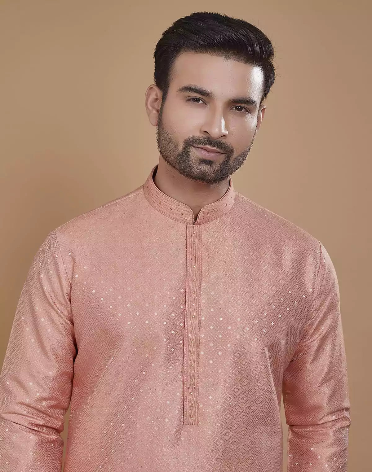 Image of All Over Silver Motive Pattern Georgette Kurta Set