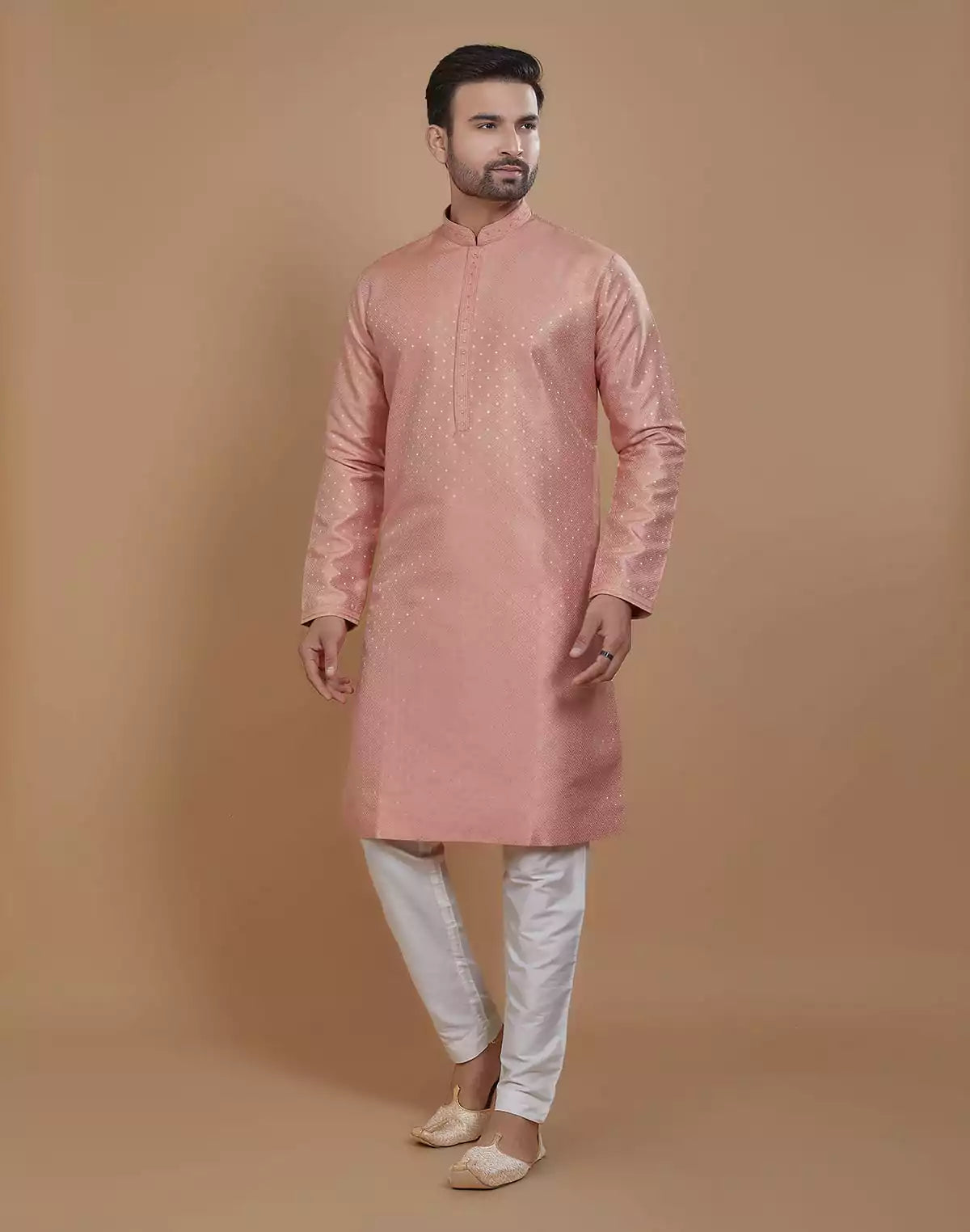 Image of All Over Silver Motive Pattern Georgette Kurta Set