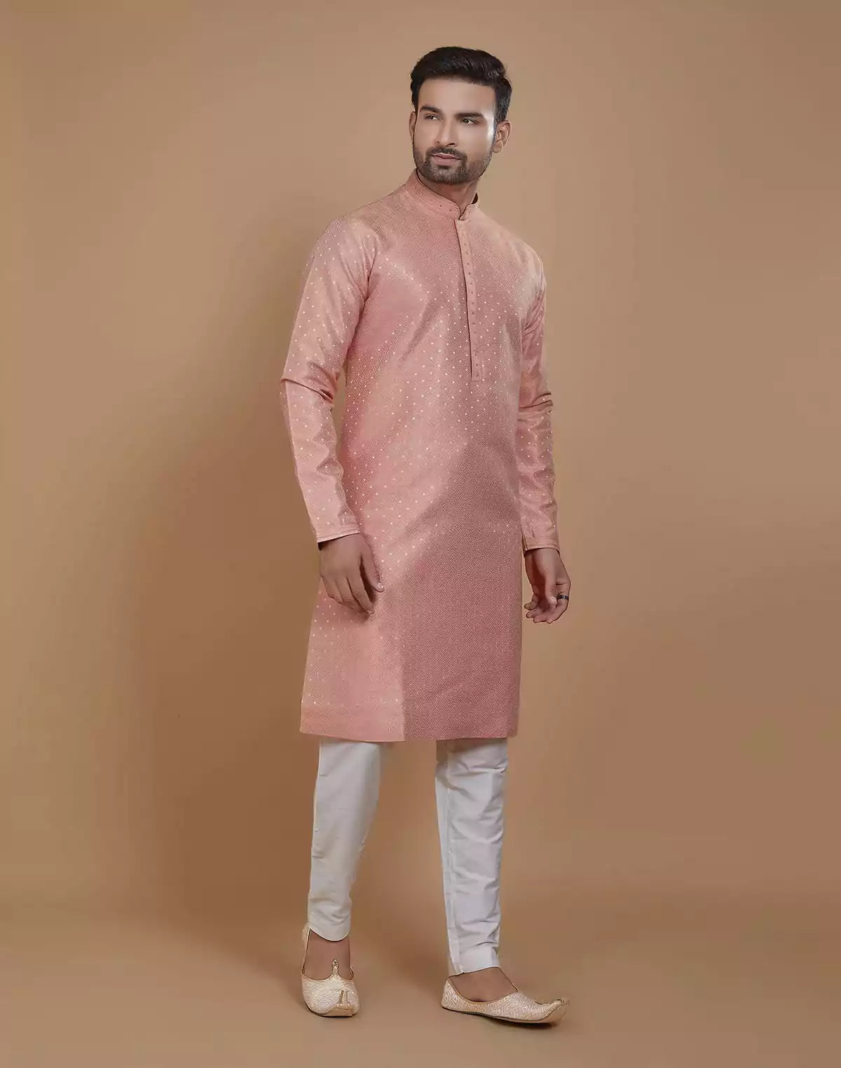 Image of All Over Silver Motive Pattern Georgette Kurta Set