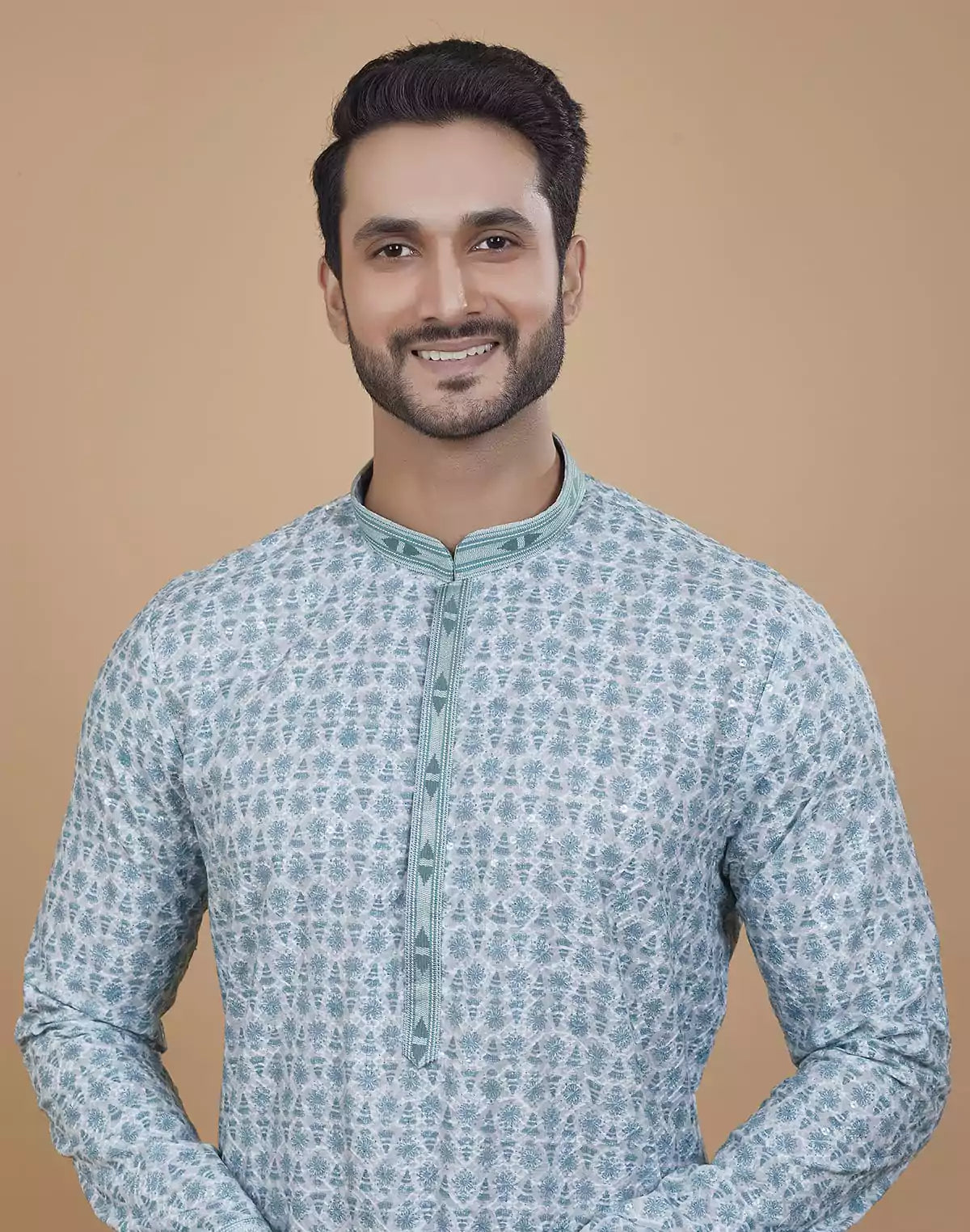 Image of Green Coloured All Over Stunning Fully Embroidery work Kurta Set