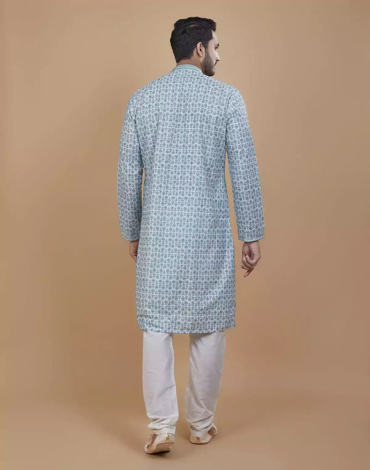 Image of Green Coloured All Over Stunning Fully Embroidery work Kurta Set