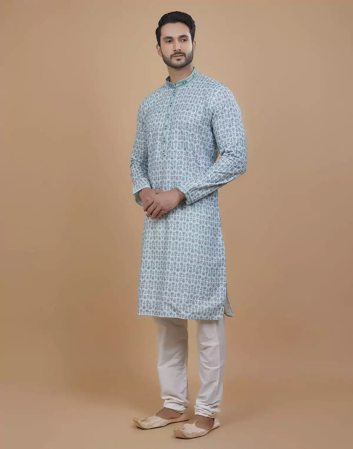 Image of Green Coloured All Over Stunning Fully Embroidery work Kurta Set