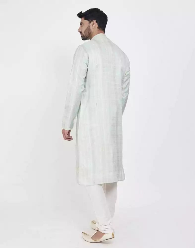 Image of Light Green Soft Silk Stylish Kurta Pajama