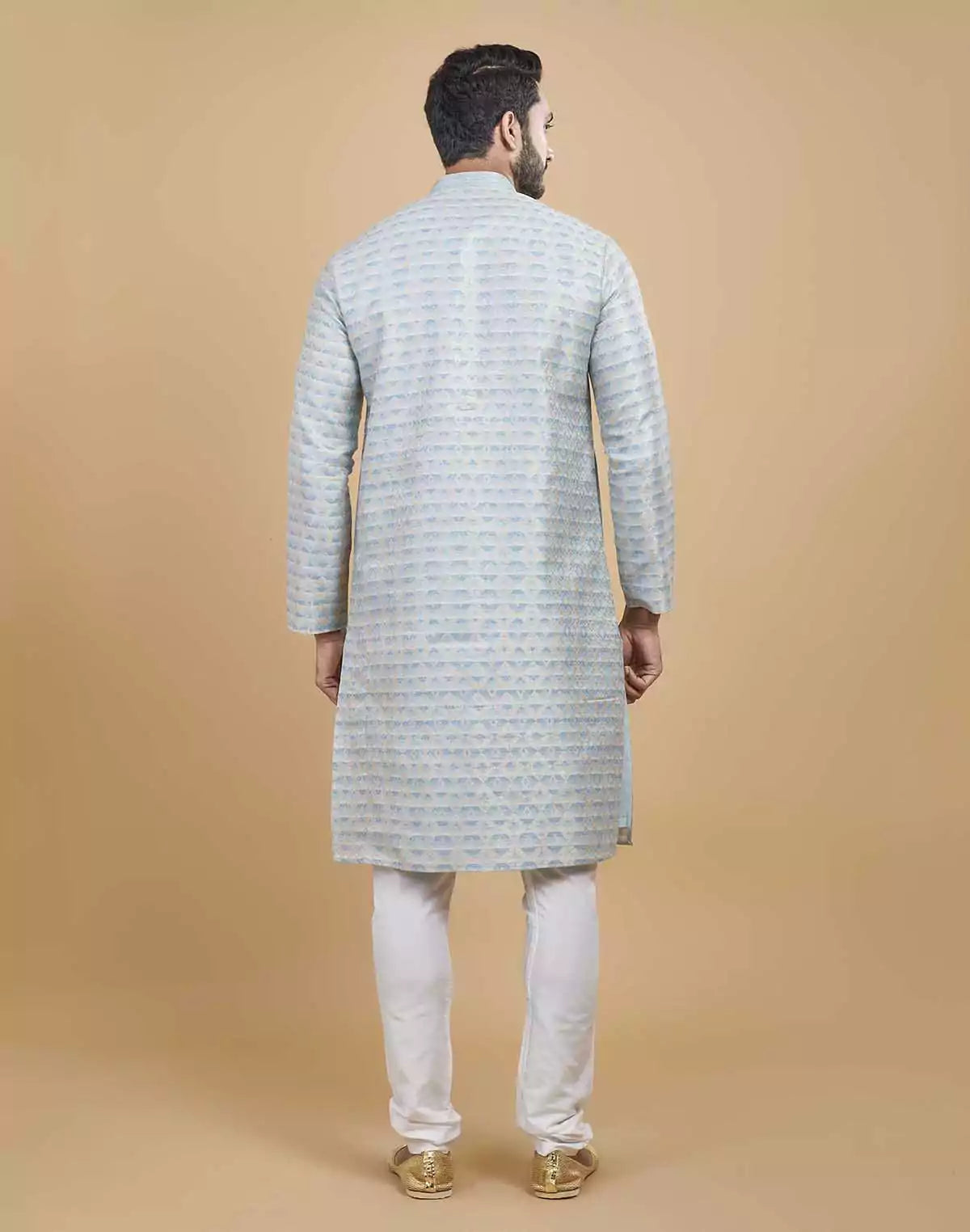 Image of Silk Printed Kurta Pajama Set