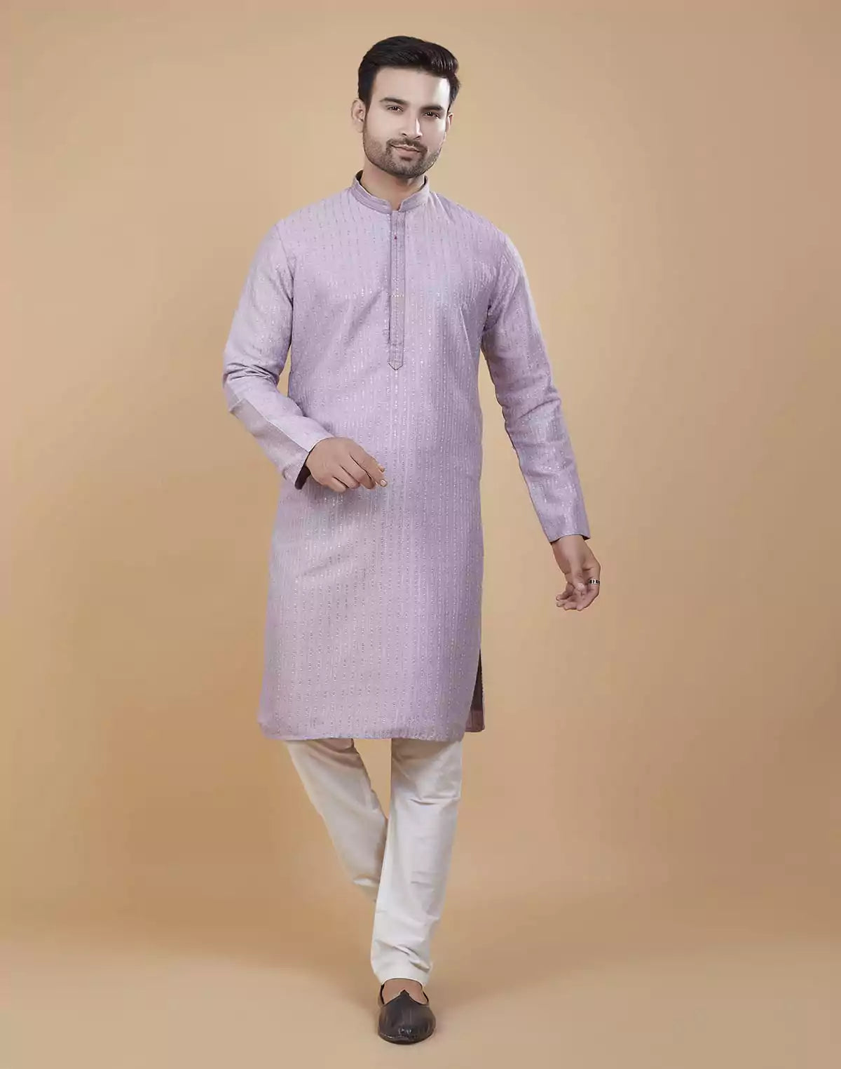 Image of Lavender Colour All Over Sequence work Kurta Set