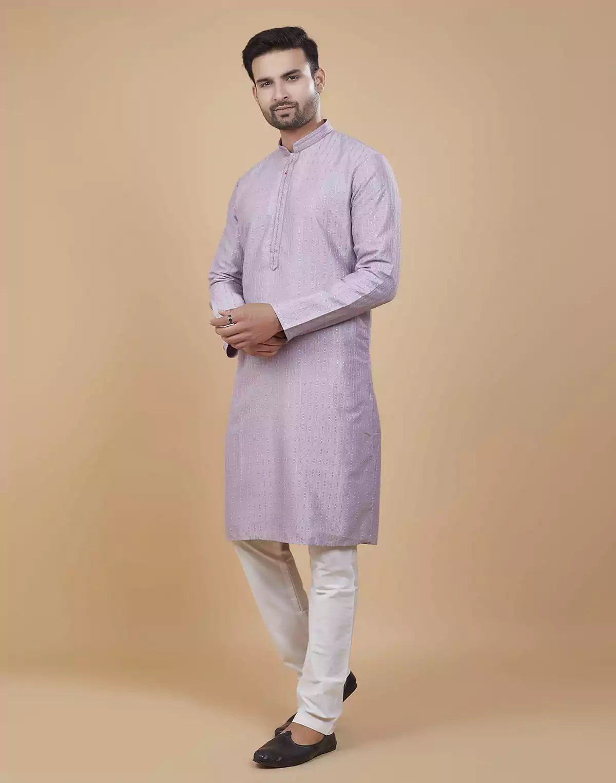 Image of Lavender Colour All Over Sequence work Kurta Set