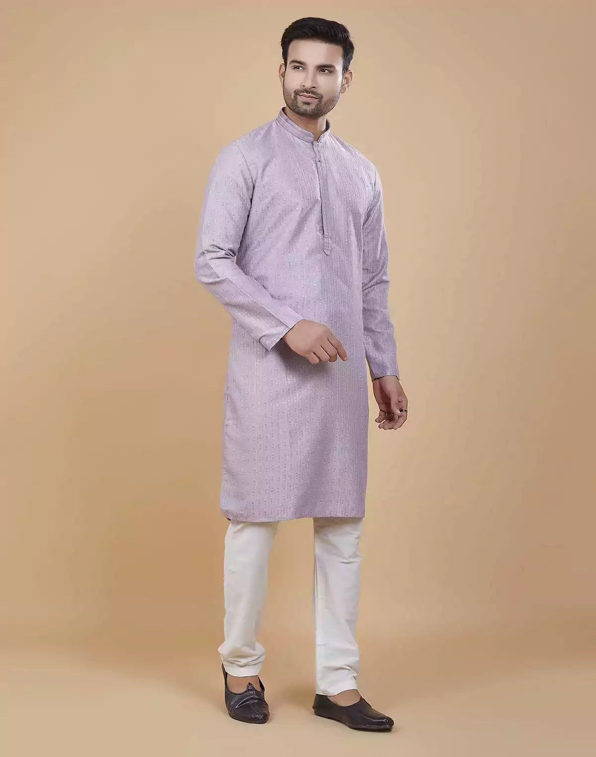 Image of Lavender Colour All Over Sequence work Kurta Set