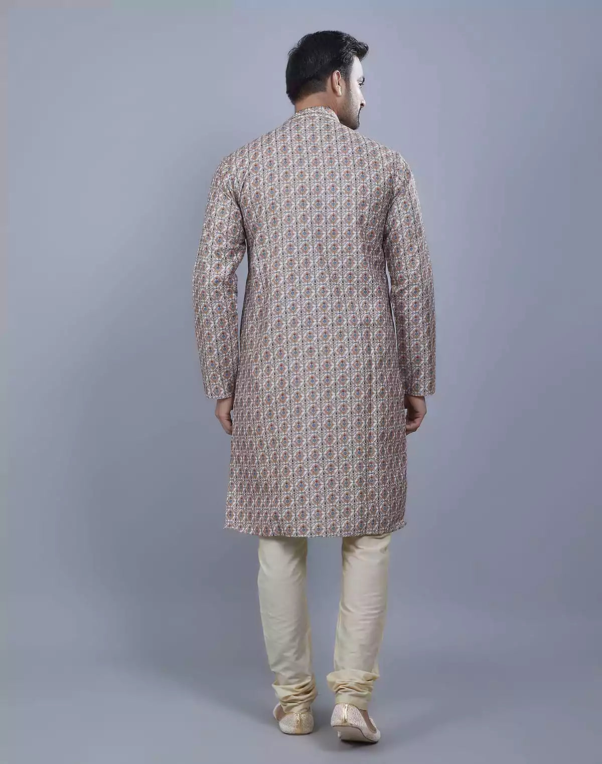 Image of Brocade All Over Multi Color Stylish Printed Kurta Set