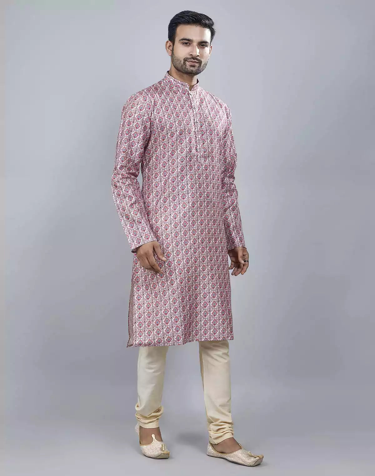 Image of Brocade All Over Multi Color Printed Kurta Set