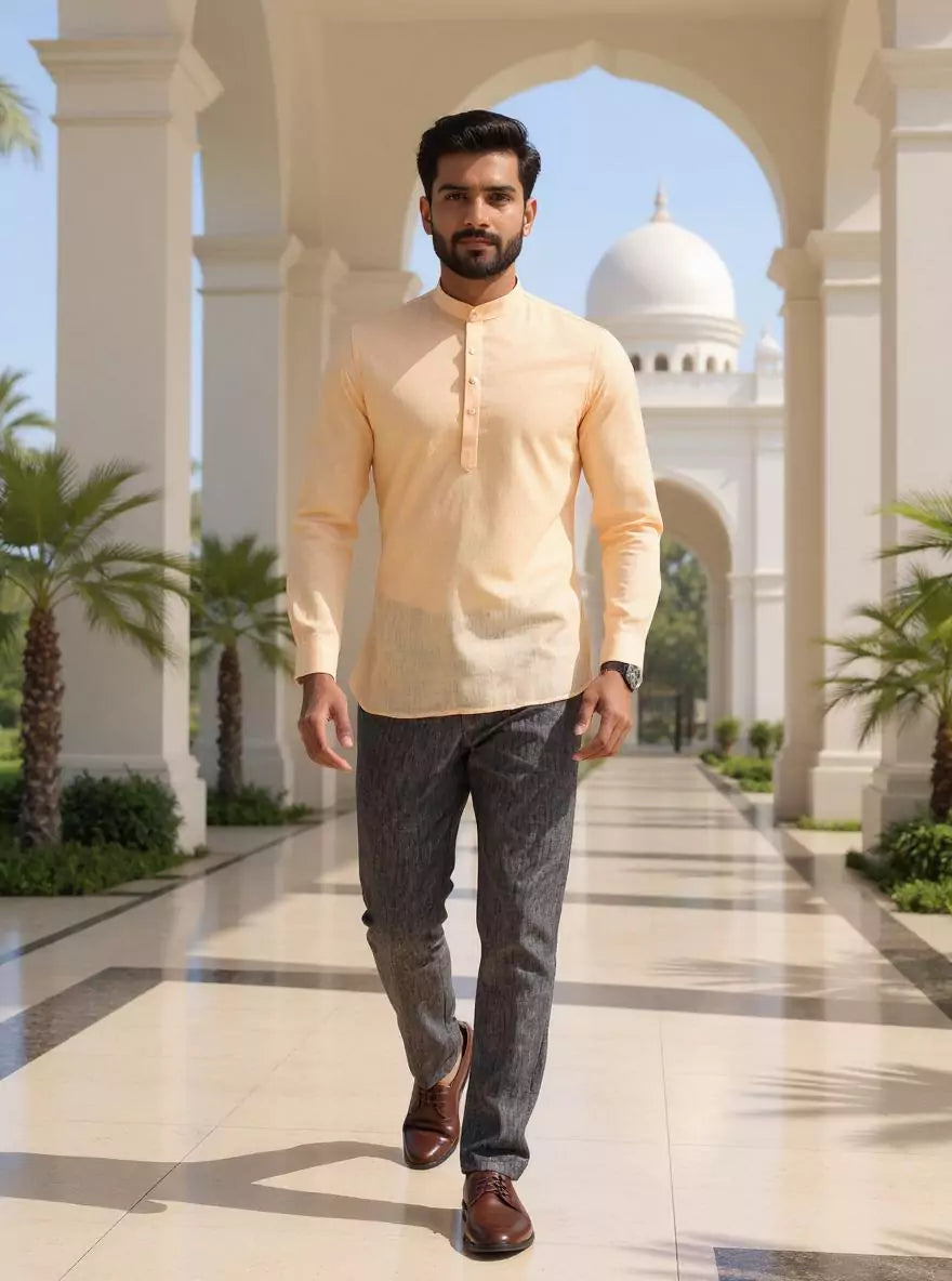 Image of Lenin Solid Casual Short Kurta