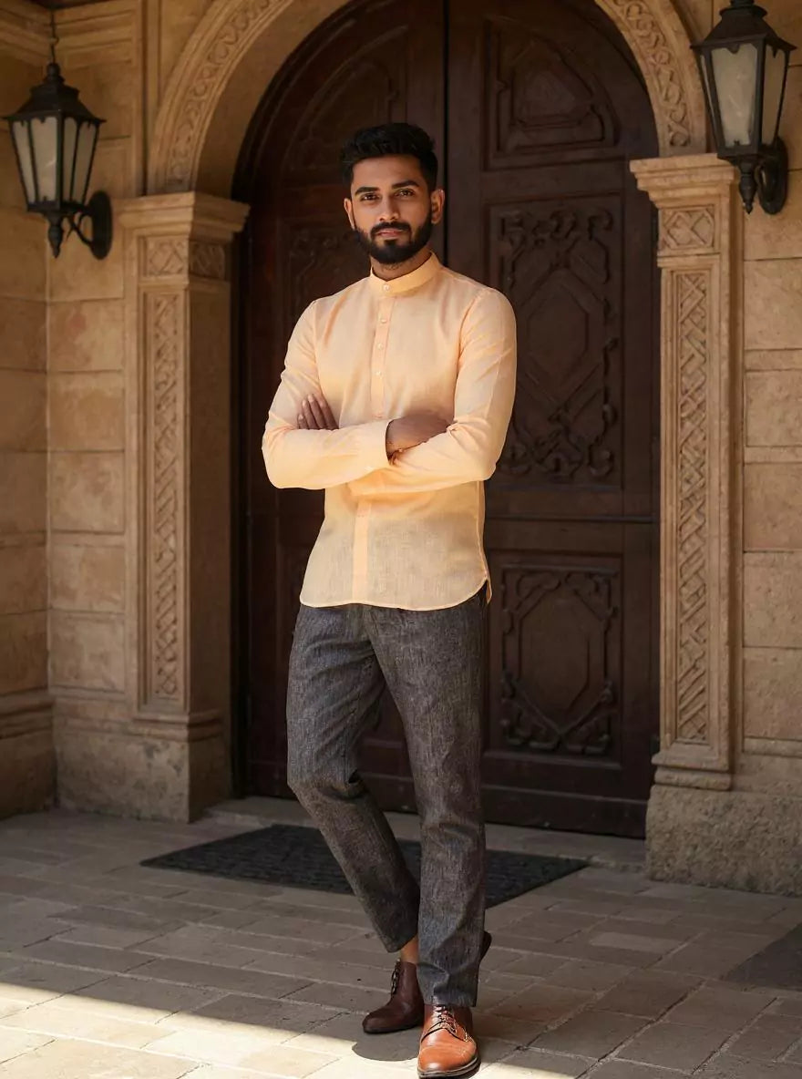 Image of Lenin Solid Casual Short Kurta