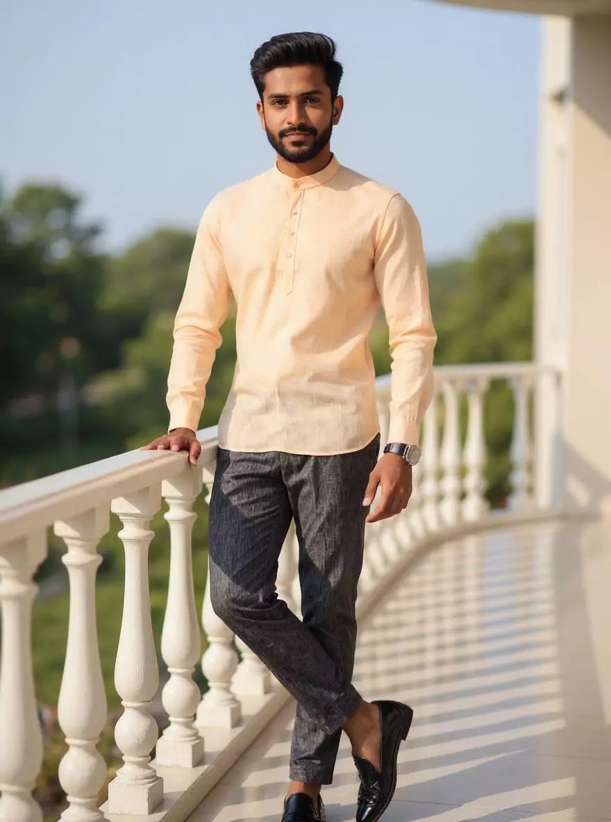 Image of Lenin Solid Casual Short Kurta